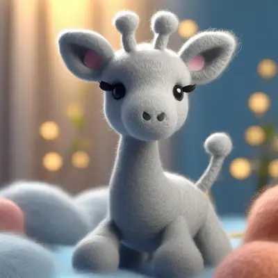 Wool Felting Cute Grey Giraffe