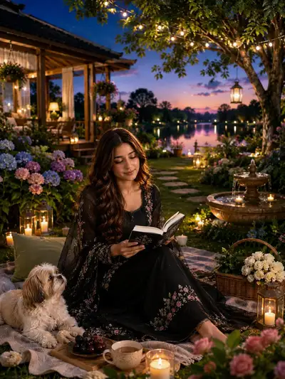 Enchanted Lakeside Garden Fantasy Portrait