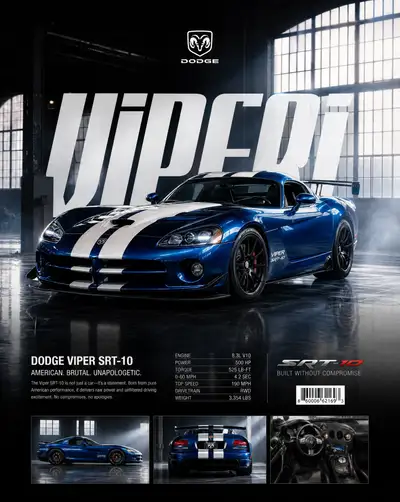 Dodge Viper style universal vehicle advertising poster