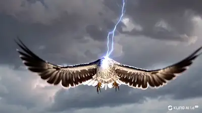 Eagle with Lightning VFX Slow-Motion Close-Up