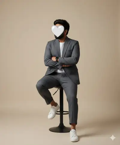 Hyper-Realistic Man in Charcoal Suit Portrait