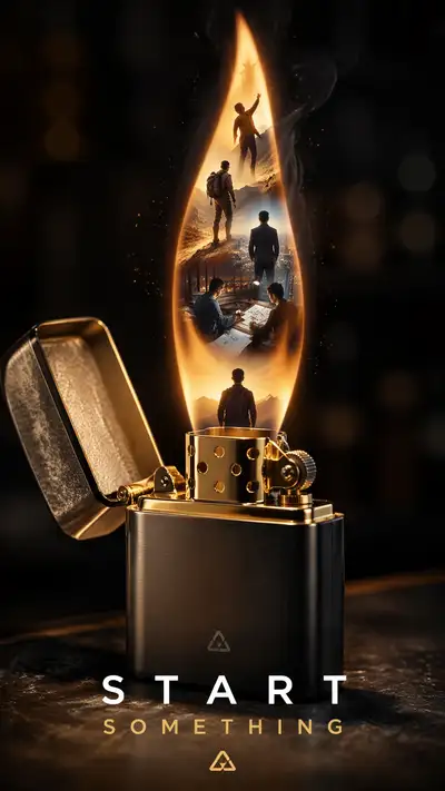 Metal lighter ad poster Start Something