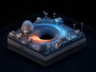 Black Hole Research Outpost 3D Isometric Scene