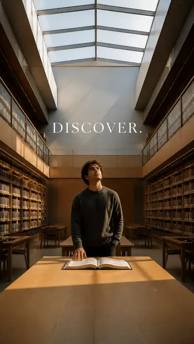 Affiche publicitaire éditoriale de bibliothèque avec le titre DISCOVER