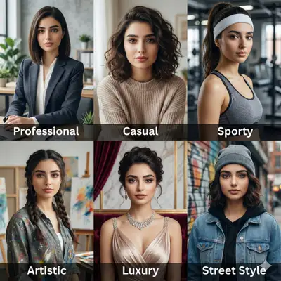 6-Panel Portrait Collage with Different Styles