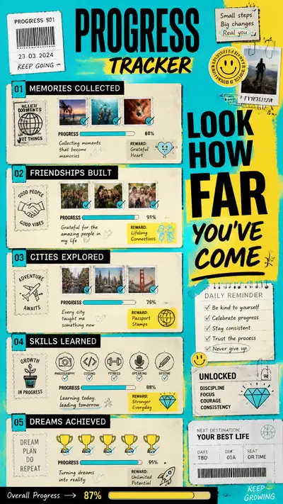 Look How Far You've Come progress tracker poster prompt