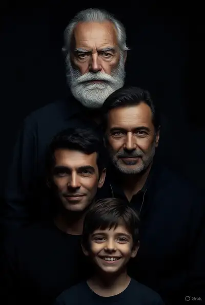 Five Generations of Men Studio Portrait
