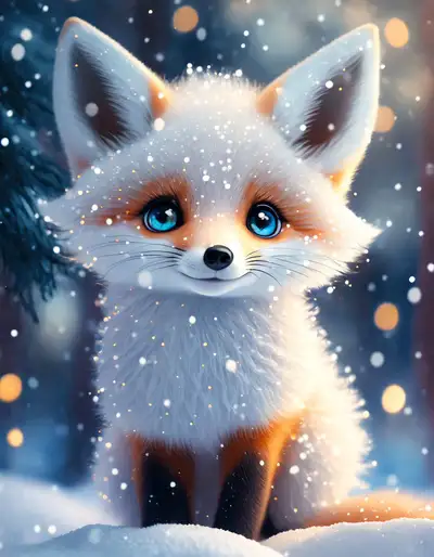 3D-Render süßer weißer Fuchs Prompt