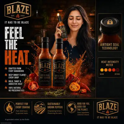 Premium hot sauce product advertisement poster
