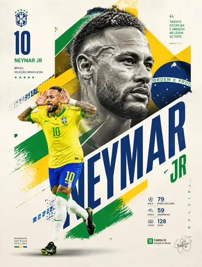 Football star sports poster with fragmented panel design