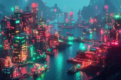 Neon Glow Dreamscape City Prompt
