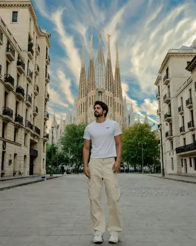 Recreate Photo with Sagrada Familia Background