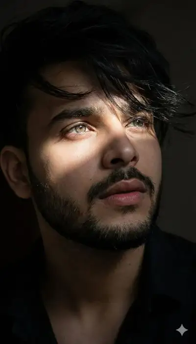 Cinematic Editorial Portrait with Diagonal Light
