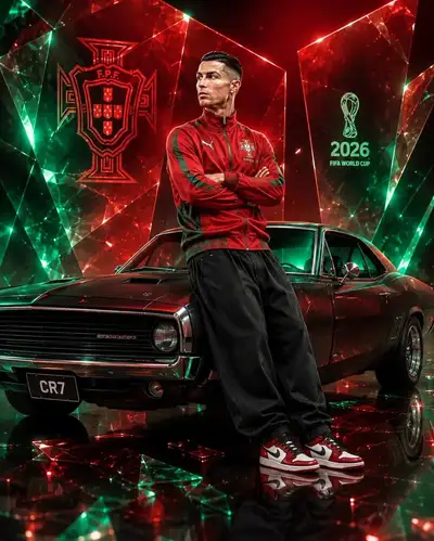 Football Superstar with Muscle Car Poster