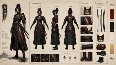 浪人侍のRPGキャラクターデザインシート（ChatGPT）
