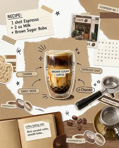 Brown Sugar Coffee Boba Scrapbook Collage