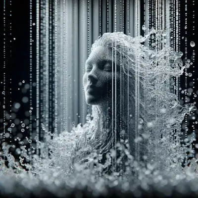 Rain Curtain Woman Silhouette