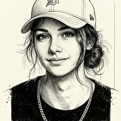 Pen and Ink Portrait of a Young Woman