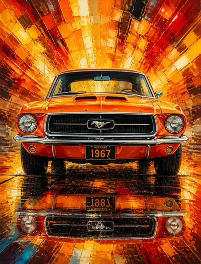 Vibrant 1967 Ford Mustang Painting