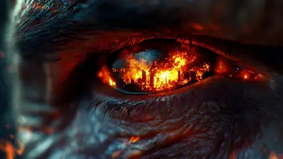 Cinematic City Fire Zoom-Out