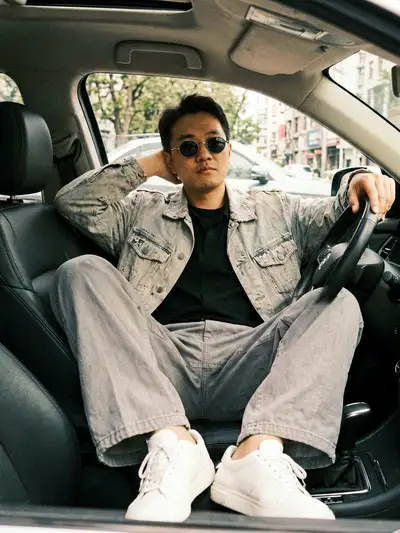 Hyper realistic vintage portrait of man in the driver's seat