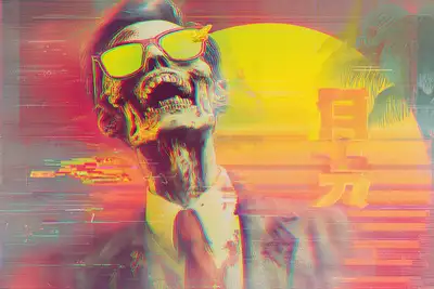 Vaporwave Zombie Ascension Art Prompt