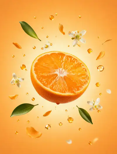 Suspended tangerine studio product photography