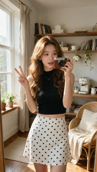 Vintage Camera Mirror Selfie Prompt