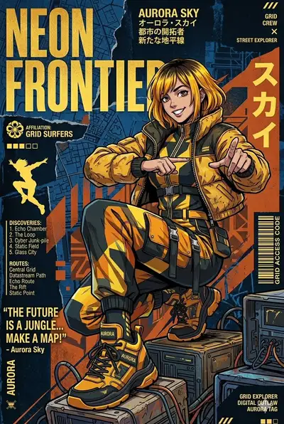 Cyberpunk Anime Urban Explorer Posters