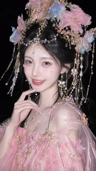 Portrait fantastique chinois avec couronne dorée et photographie au flash