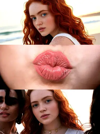 Cinematic Beach Sunset Collage Portrait