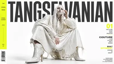 Ghostly high-fashion editorial magazine cover portrait prompt