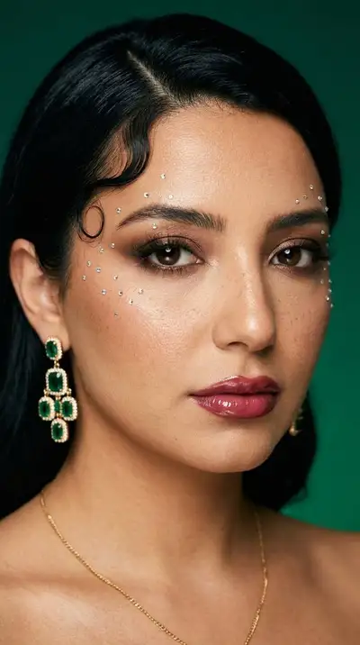 Emerald Crystal Editorial Beauty Portrait