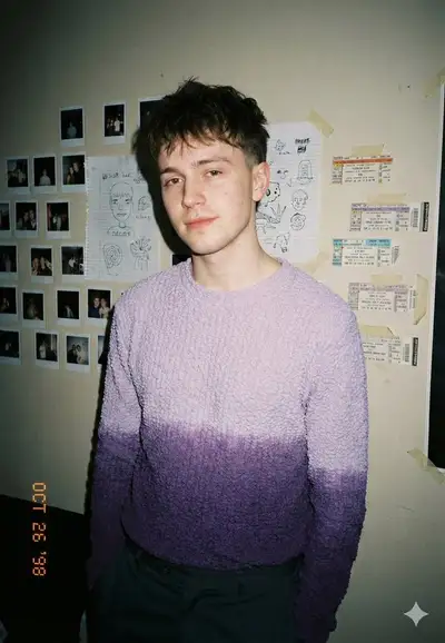 Indie diary-style flash portrait in a personal bedroom