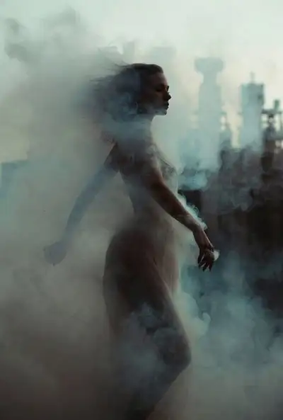 Surreal Misty Female Figure Photograph