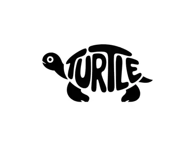 Minimalist Typographic Turtle Illustration Prompt