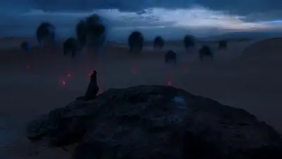 Desert Twilight Transformation Scene
