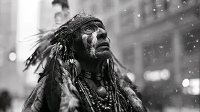 Black and White Wide-Angle Portrait of Arikara Chief