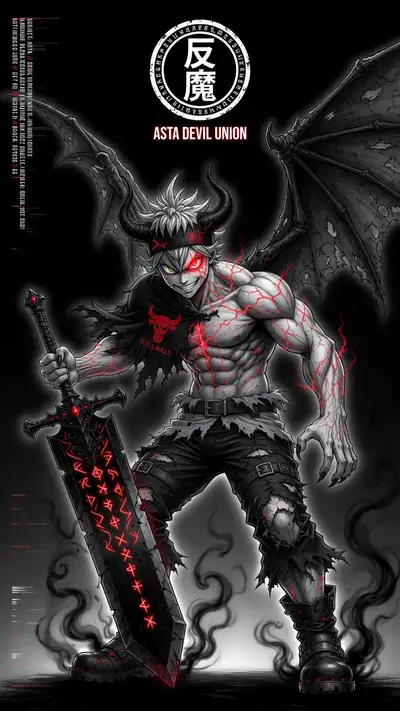 Dark-Fantasy-Anime-Illustration von Asta in Devil-Union-Form