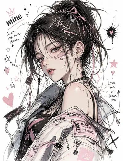 Korean-Style Doodle Character Illustration Prompt