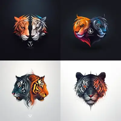 Minimalist Business Logo with Two Tigers