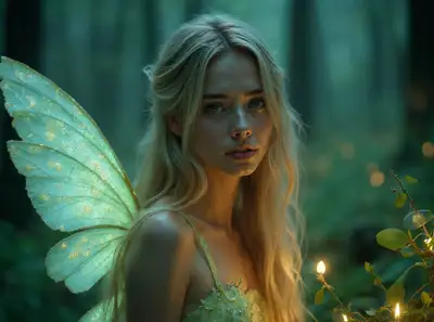 Dreamy Fairy Portrait in Mystical Forest