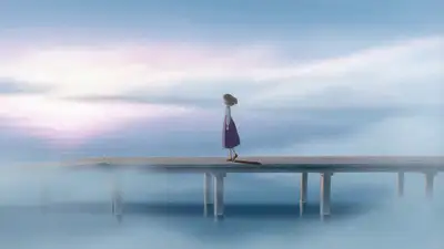 Anime Foggy Pier Dawn Walk