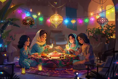 Arab Family Eid al-Fitr Celebration Vector