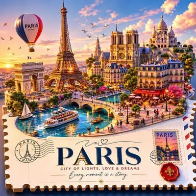 Premium 3D Isometric Travel Poster Prompt