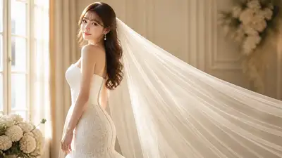 Elegant cathedral veil bridal portrait in a European interior