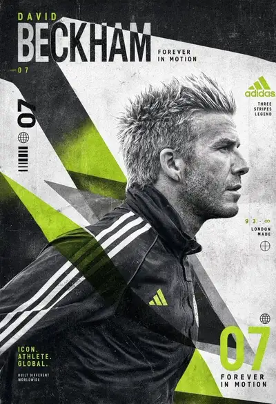 Experimental Beckham motion poster with acid lime accent