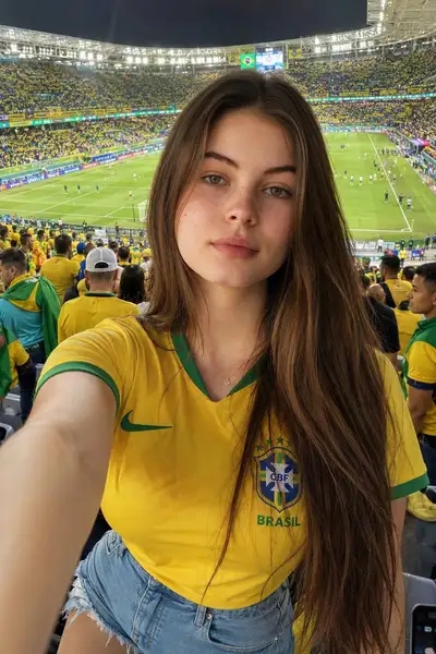 Brazilian Football Fan Stadium Selfie