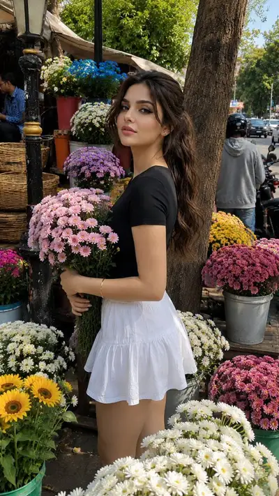 Ultra-Realistic Flower Market Portrait with Identity Lock