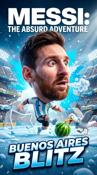 Affiche d'action hyperréaliste absurde de Messi